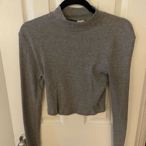 TNA Gray Waffle Crop Top